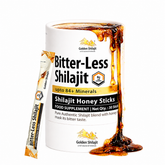 Golden Shilajit Bitter-Less Honey Sticks 30 x 8g | Himalayan Shilajit with raw honey & saffron | Shilajit Original Himalayan | For adults & families | Laboratory tested | 84+ minerals