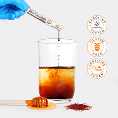 Golden Shilajit Bitter-Less Honey Sticks 30 x 8g | Himalayan Shilajit with raw honey & saffron | Shilajit Original Himalayan | For adults & families | Laboratory tested | 84+ minerals